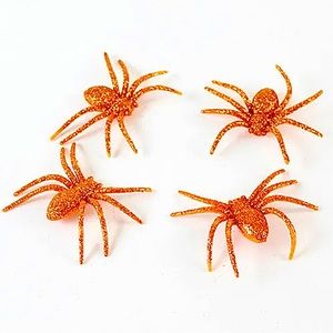 2- gold & 2- purple glitter spiders